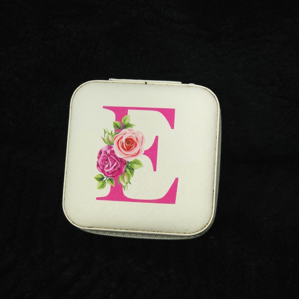 Personalized Initial Jewelry Box Jewelry Box For Travel Cream Color